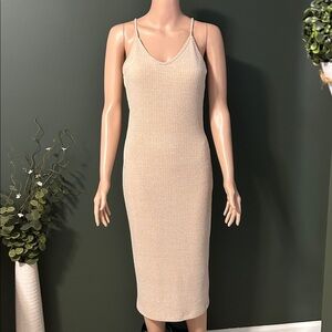 Elegant Beige Sleeveless Dress
